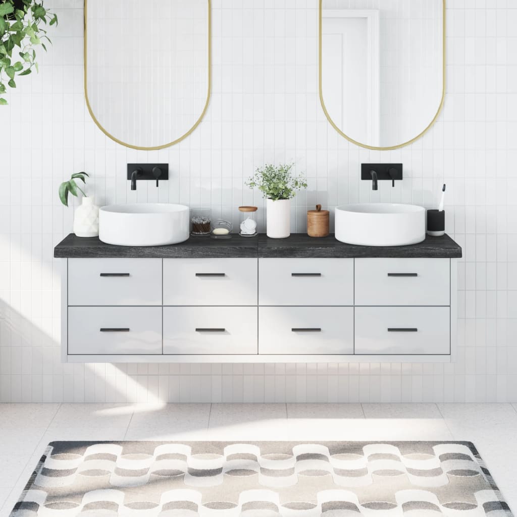 Berkfield Bathroom Countertop Dark Grey 180x40x6 cm Treated Solid Wood