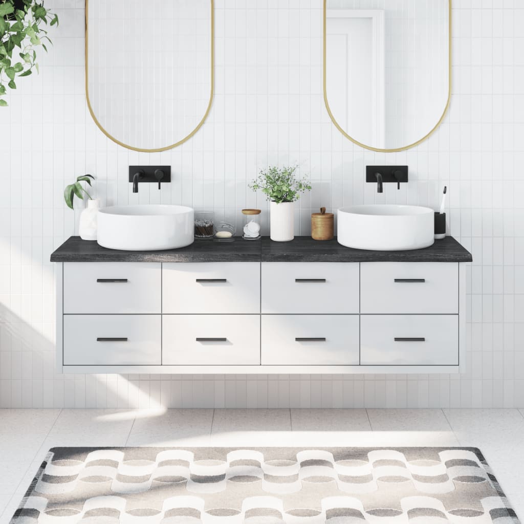 Berkfield Bathroom Countertop Dark Grey 180x50x4 cm Treated Solid Wood