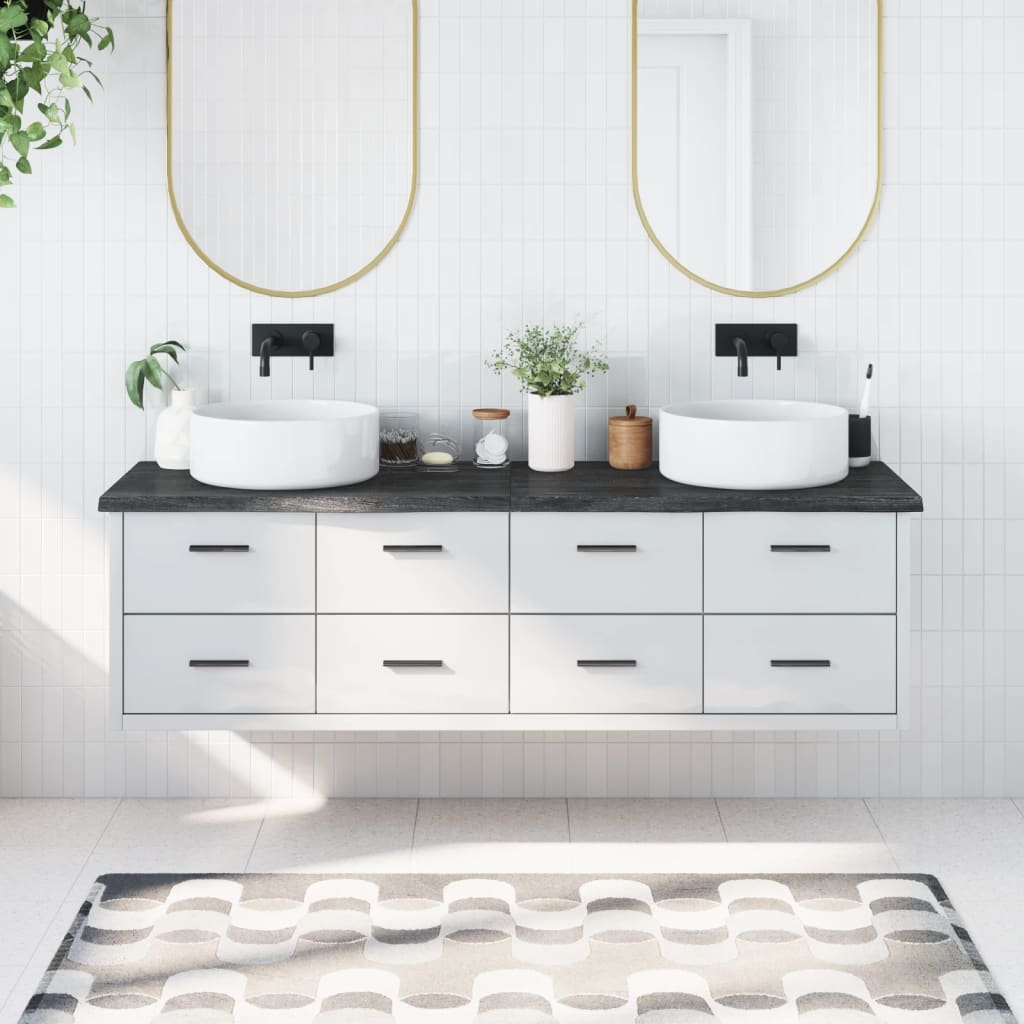 Berkfield Bathroom Countertop Dark Grey 180x60x4 cm Treated Solid Wood