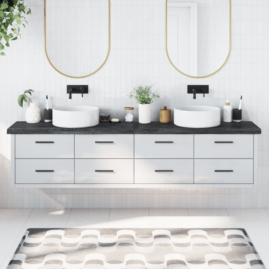 Berkfield Bathroom Countertop Dark Grey 220x30x6 cm Treated Solid Wood
