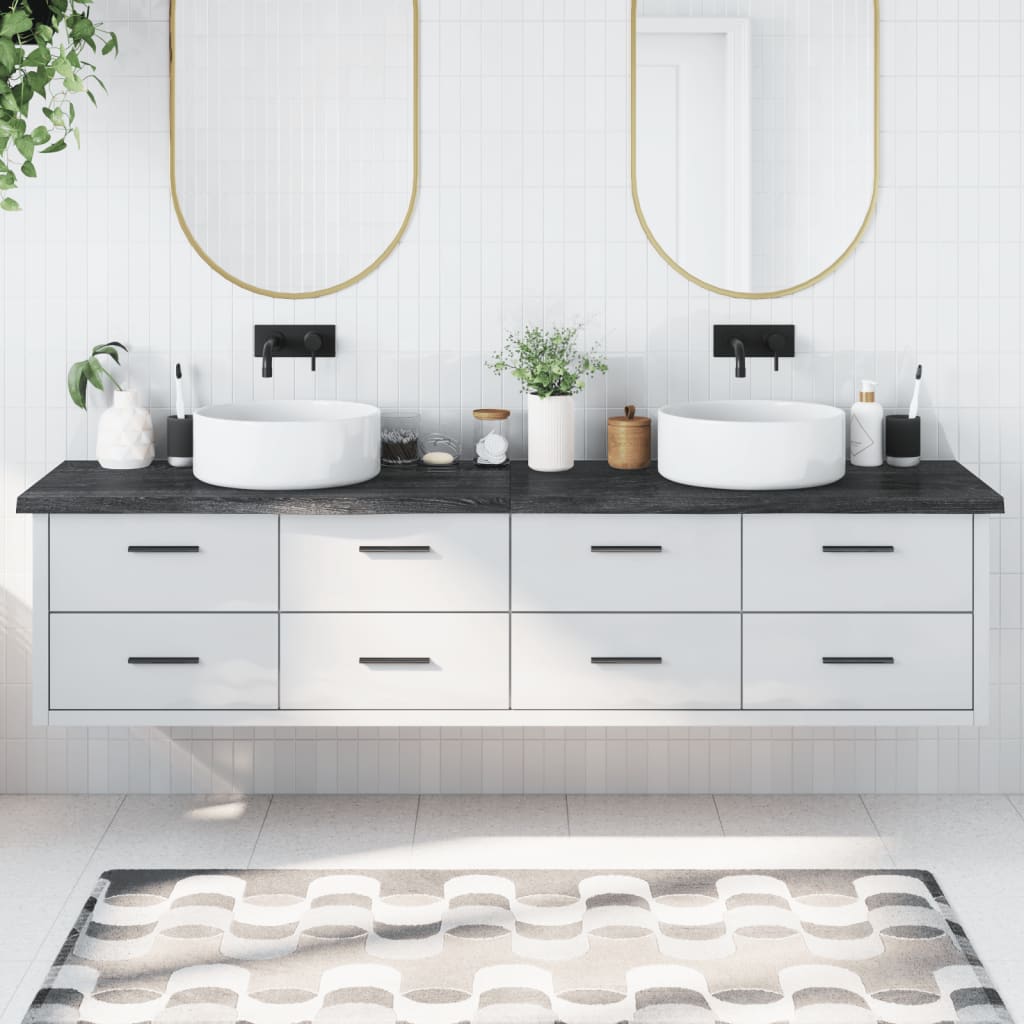 Berkfield Bathroom Countertop Dark Grey 220x60x4 cm Treated Solid Wood