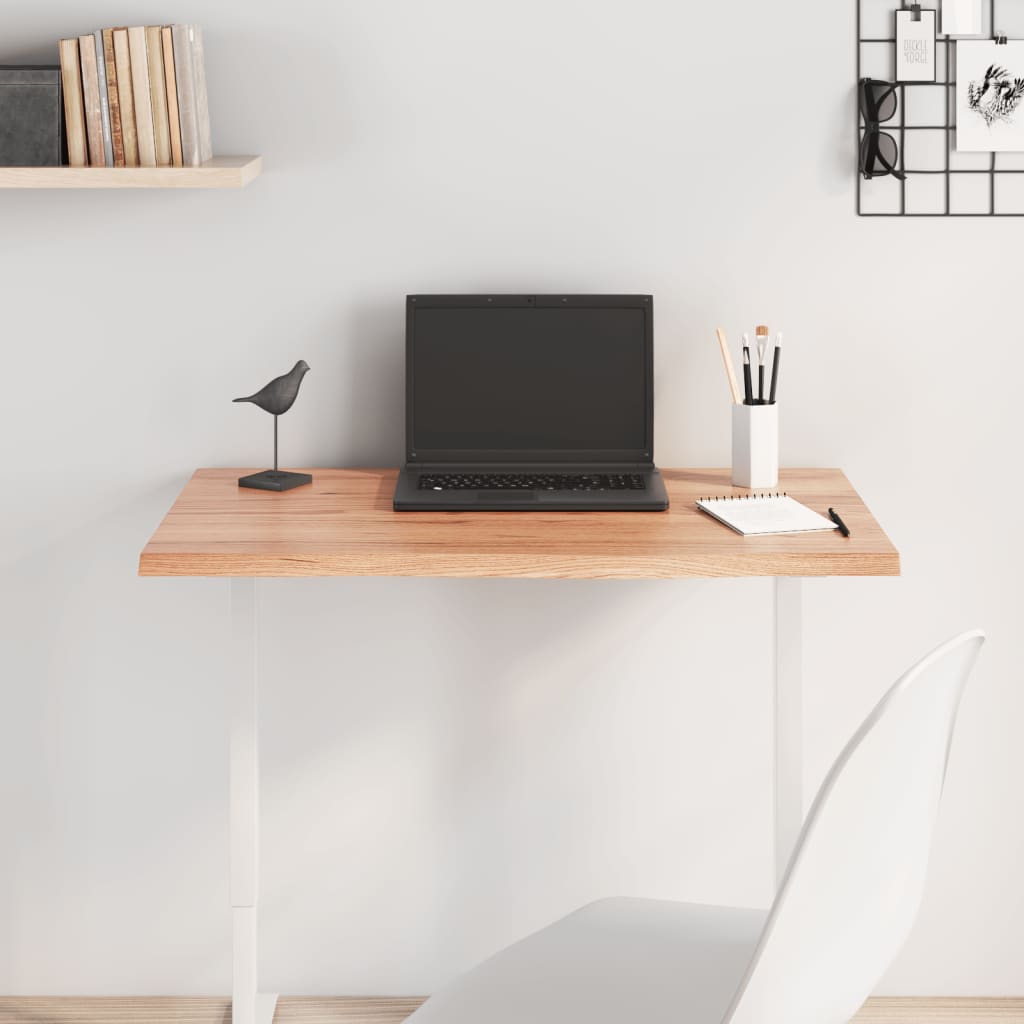 Berkfield Table Top Light Brown 80x60x2 cm Treated Solid Wood Oak