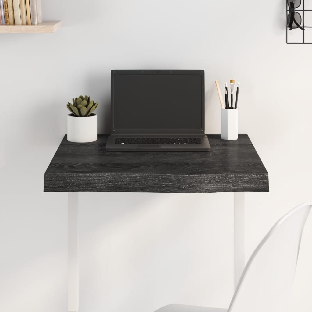Berkfield Table Top Dark Grey 60x60x6 cm Treated Solid Wood Oak