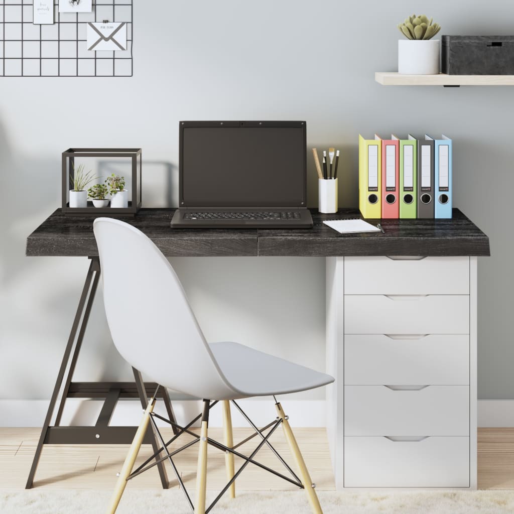 Berkfield Table Top Dark Grey 120x60x6 cm Treated Solid Wood Oak