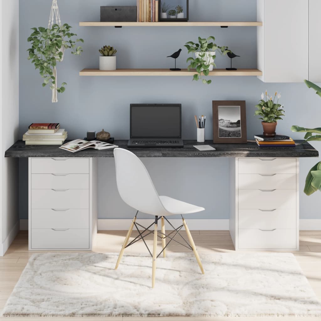 Berkfield Table Top Dark Grey 220x50x4 cm Treated Solid Wood Oak