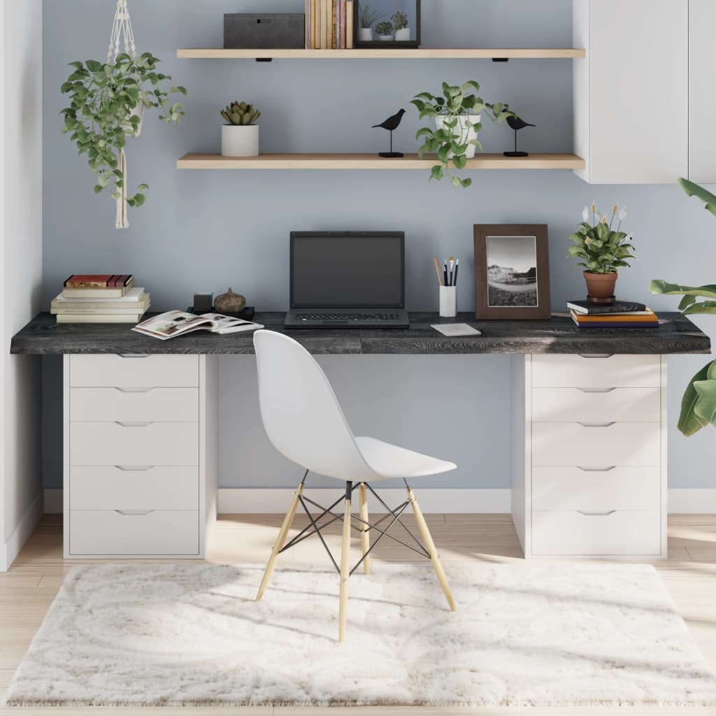 Berkfield Table Top Dark Grey 220x50x6 cm Treated Solid Wood Oak
