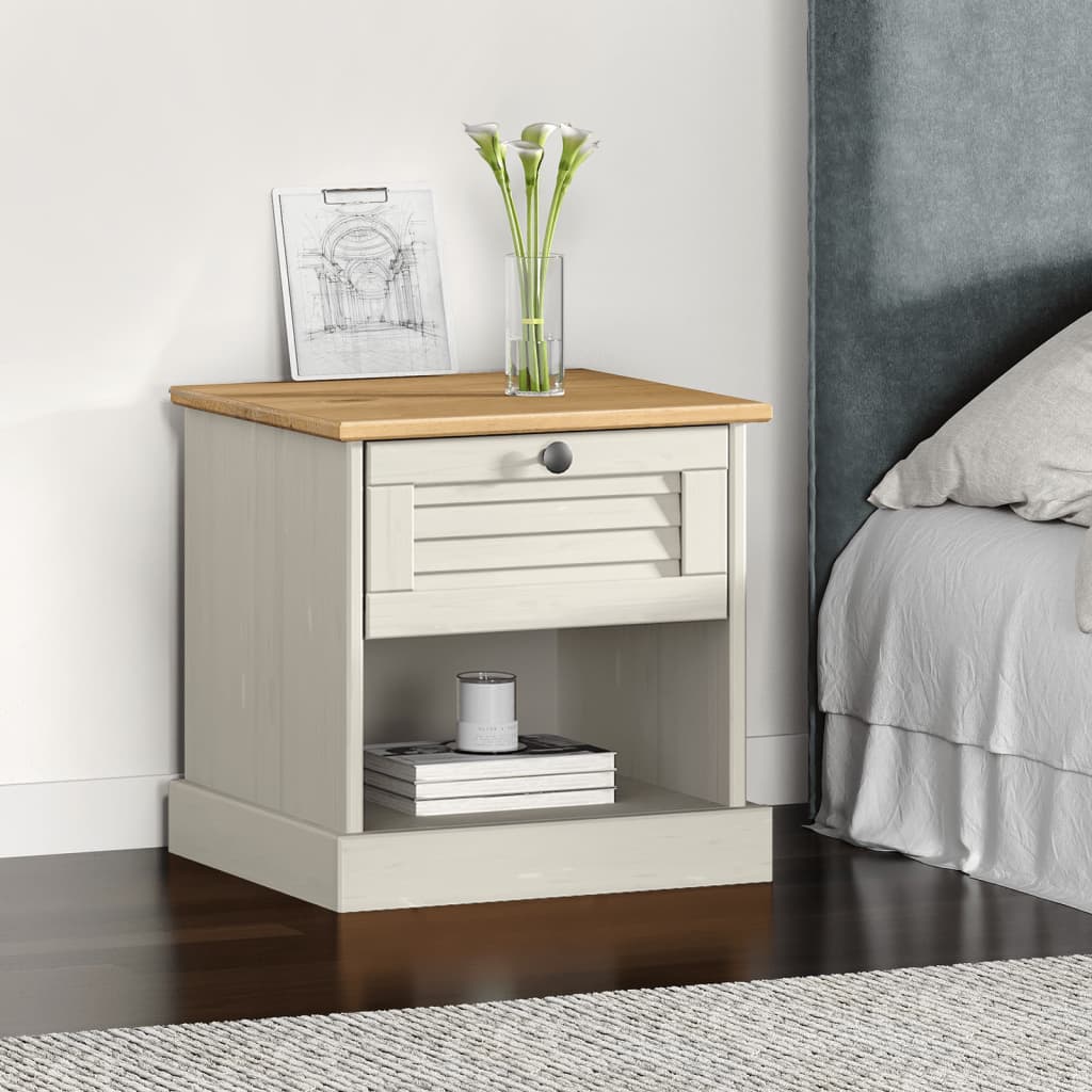 Berkfield Bedside Cabinet VIGO White 42x35x40 cm Solid Wood Pine