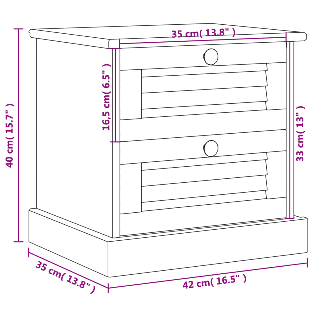Berkfield Bedside Cabinet VIGO Grey 42x35x40 cm Solid Wood Pine