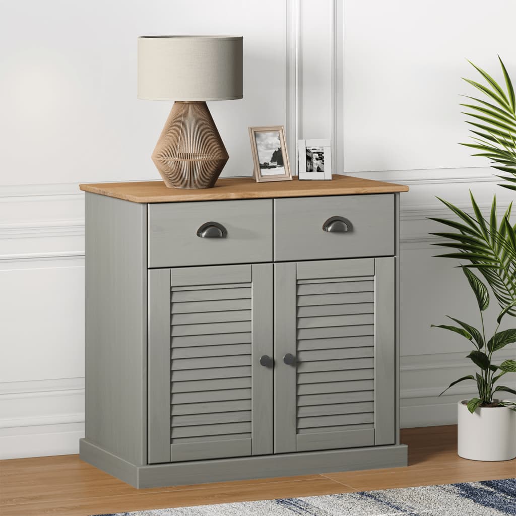 Berkfield Sideboard with Drawers VIGO 78x40x75 cm Grey Solid Wood Pine