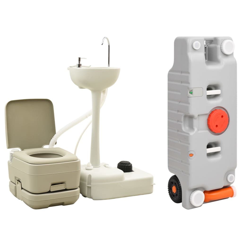 Berkfield Portable Camping Toilet and Handwash Stand Set with Water Tank