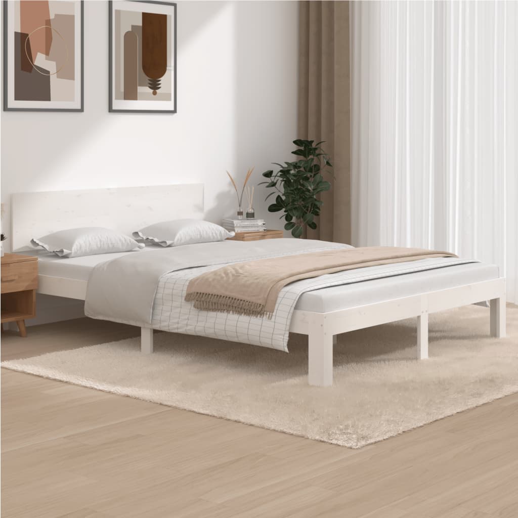 Berkfield Bed Frame White 140x200 cm Solid Wood Pine