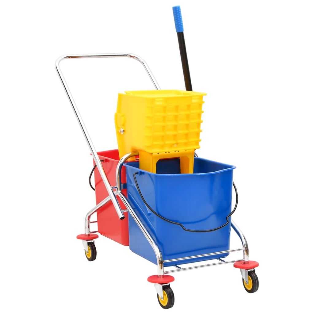 Berkfield Cleaning Trolley with Buckets and Wringer PP&Chromed Steel