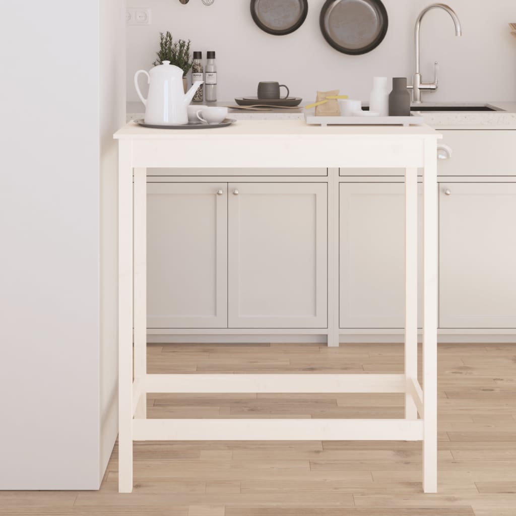 Berkfield Bar Table White 100x50x110 cm Solid Wood Pine