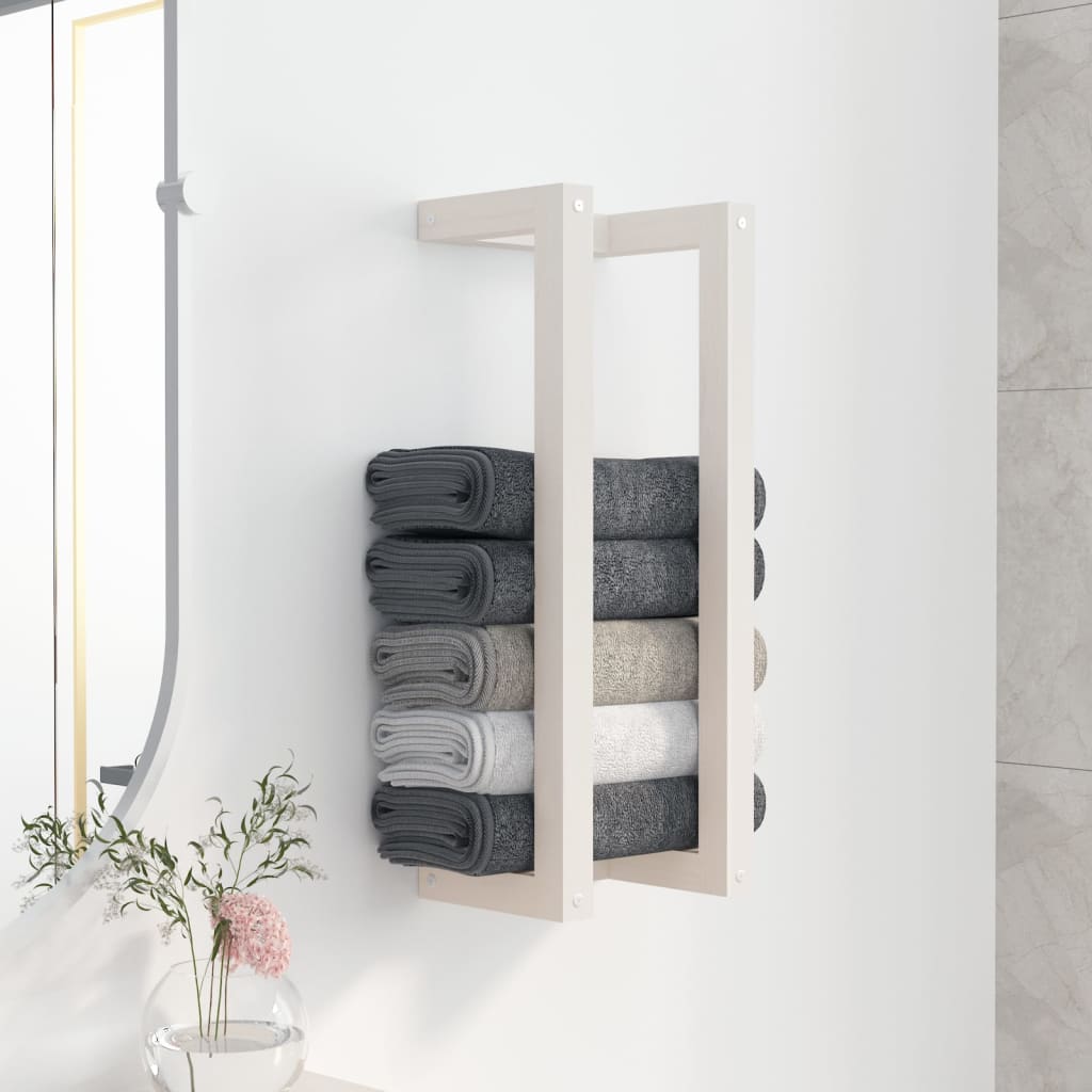 Berkfield Towel Rack White 23x18x60 cm Solid Wood Pine