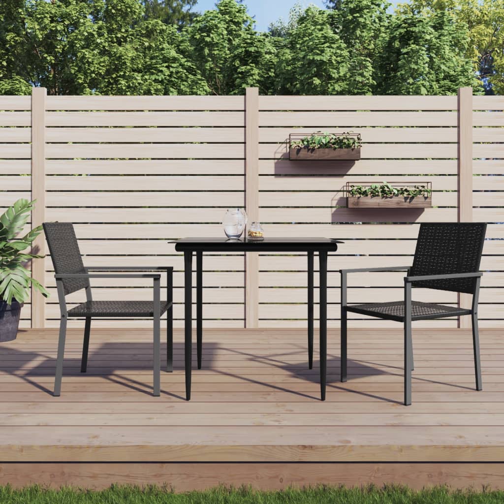 Berkfield 3 Piece Garden Dining Set Poly Rattan and Steel