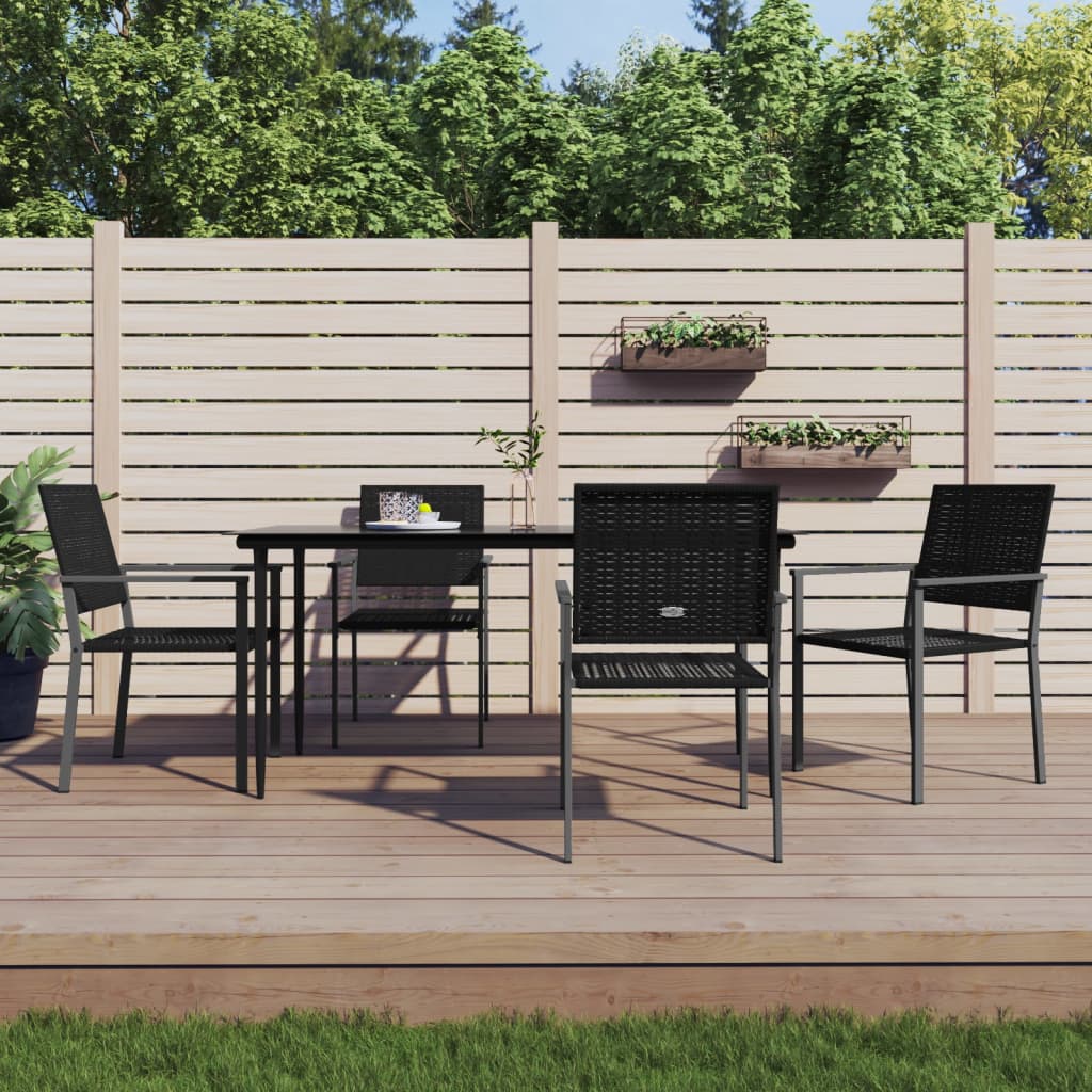 Berkfield 5 Piece Garden Dining Set Poly Rattan and Steel