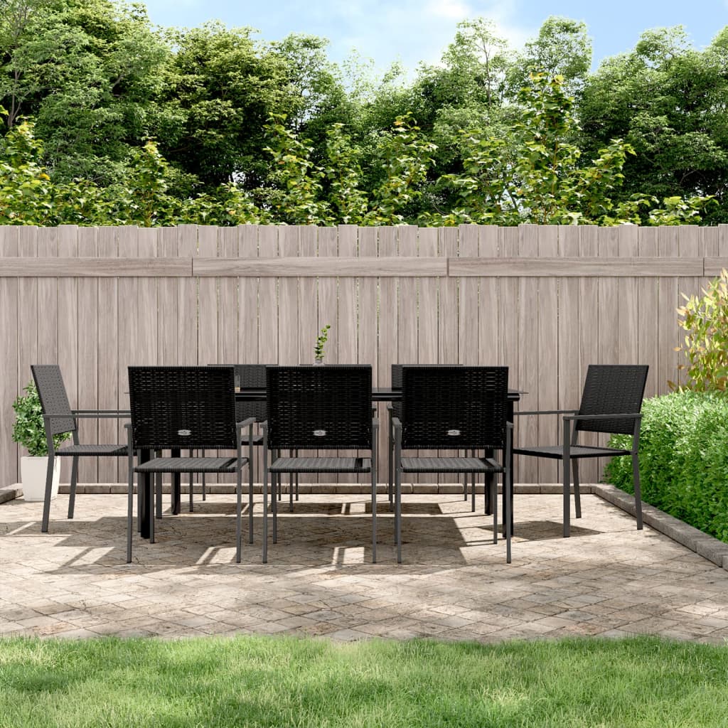 Berkfield 9 Piece Garden Dining Set Poly Rattan and Steel