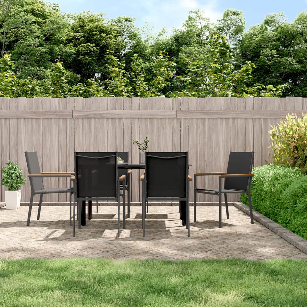 Berkfield 7 Piece Garden Dining Set Black Textilene and Steel