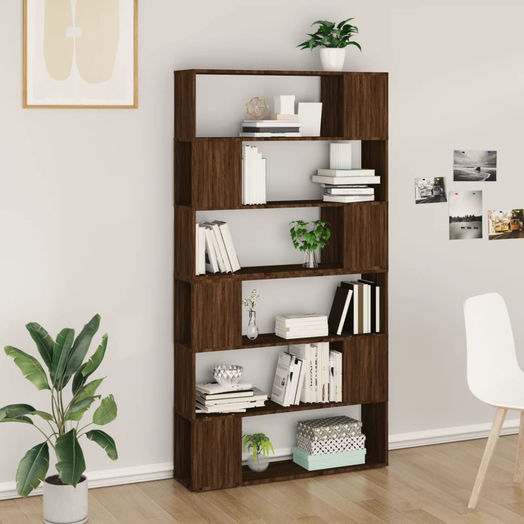 Berkfield Book Cabinet/Room Divider Brown Oak 100x24x188 cm
