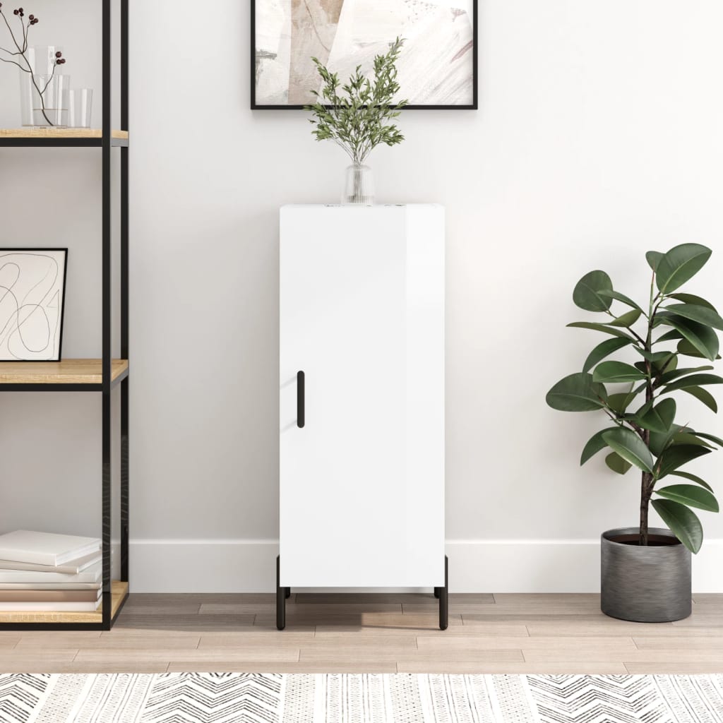 Berkfield Sideboard High Gloss White 34.5x34x90 cm Engineered Wood