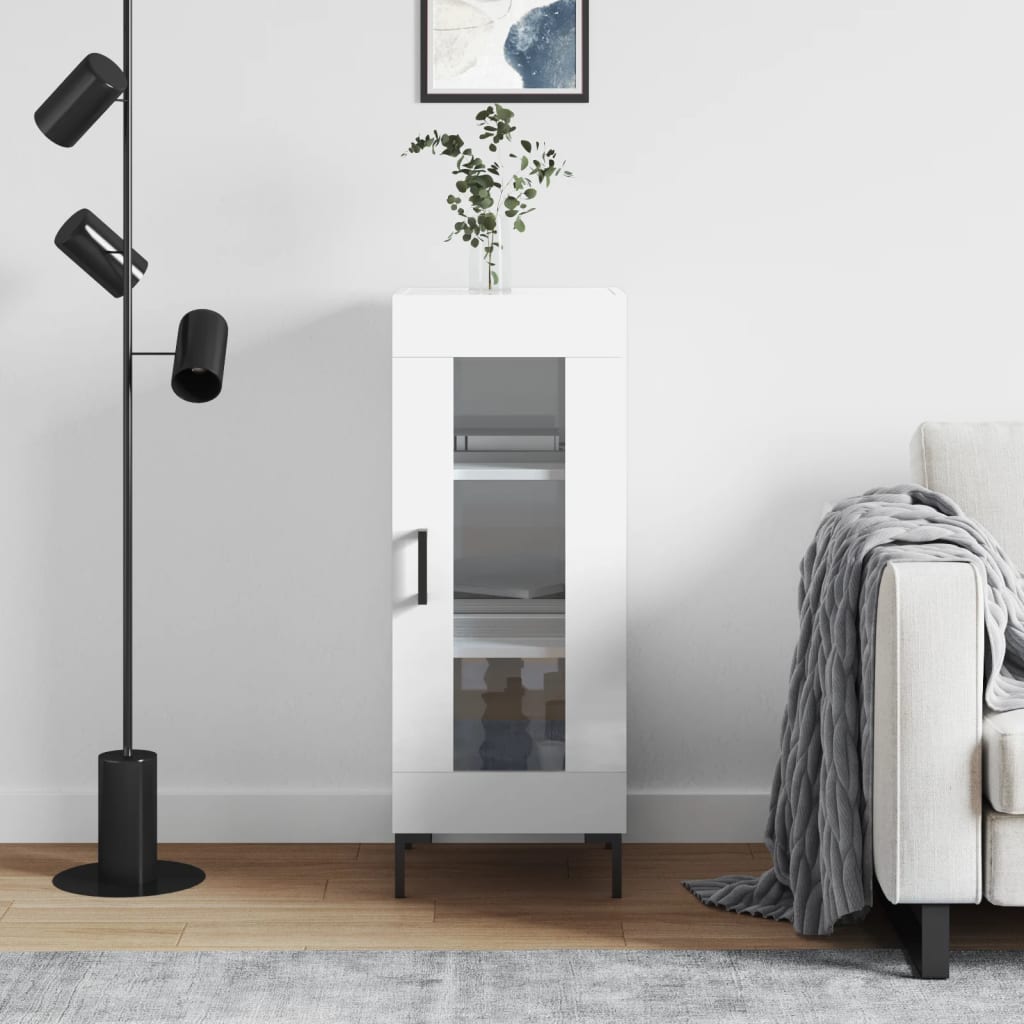 Berkfield Sideboard High Gloss White 34.5x34x90 cm Engineered Wood