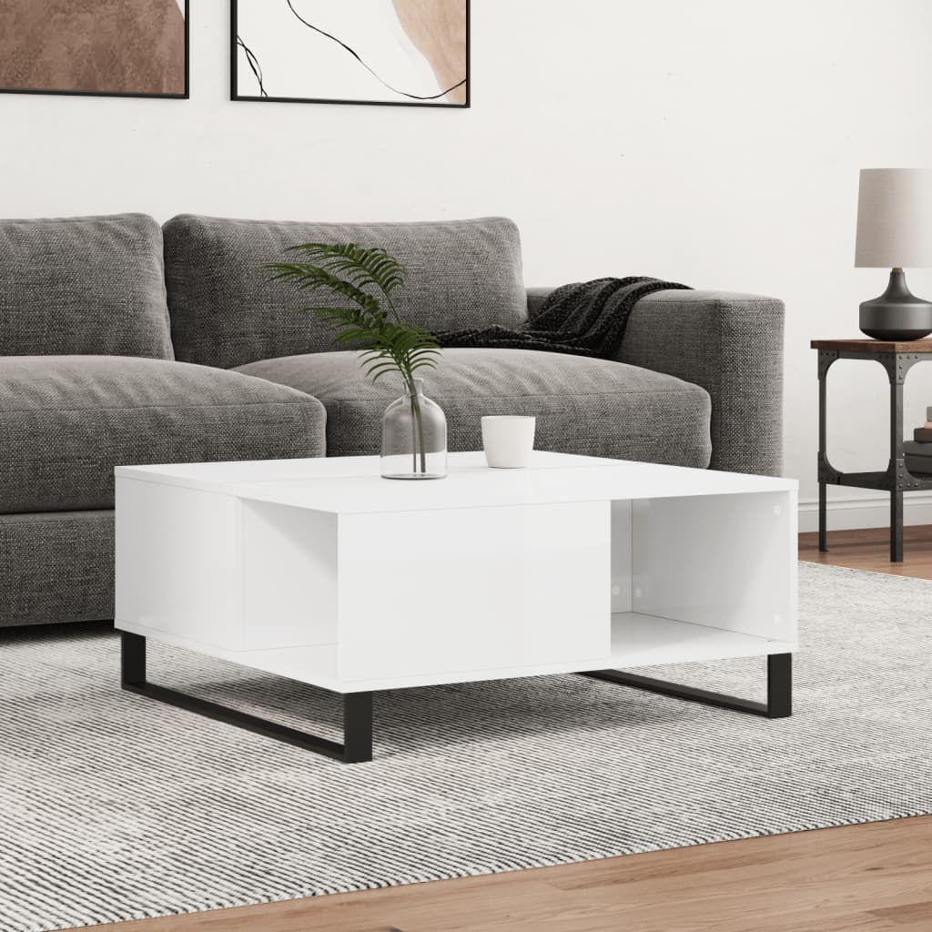 Berkfield Coffee Table High Gloss White 80x80x36.5 cm Engineered Wood