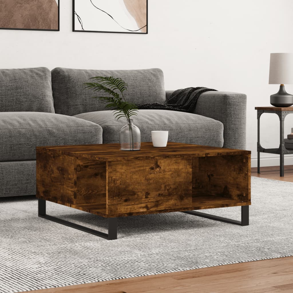 Berkfield Coffee Table Smoked Oak 80x80x36.5 cm Engineered Wood