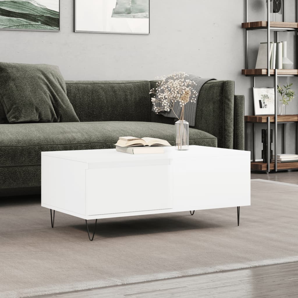Berkfield Coffee Table High Gloss White 90x50x36.5 cm Engineered Wood