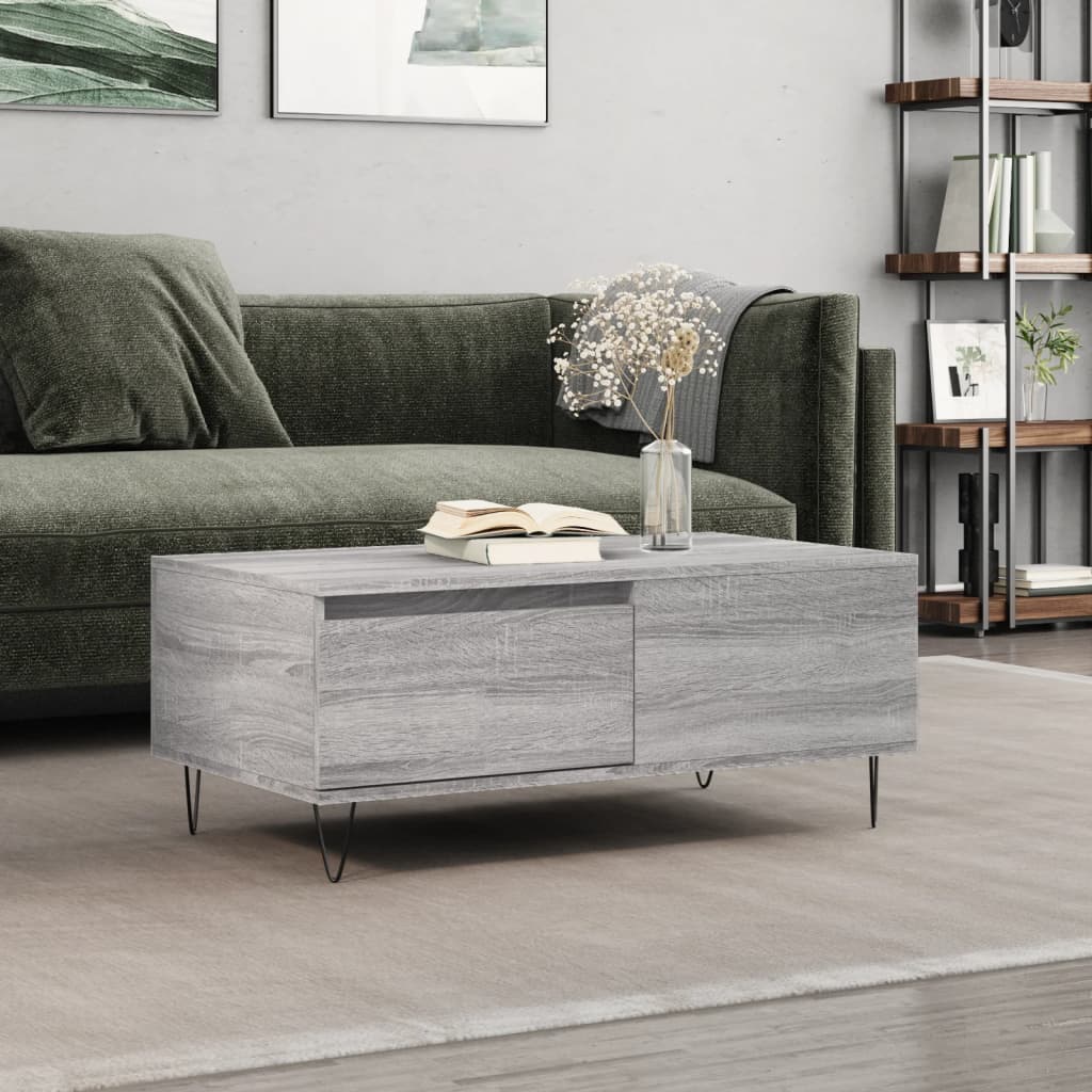 Berkfield Coffee Table Grey Sonoma 90x50x36.5 cm Engineered Wood