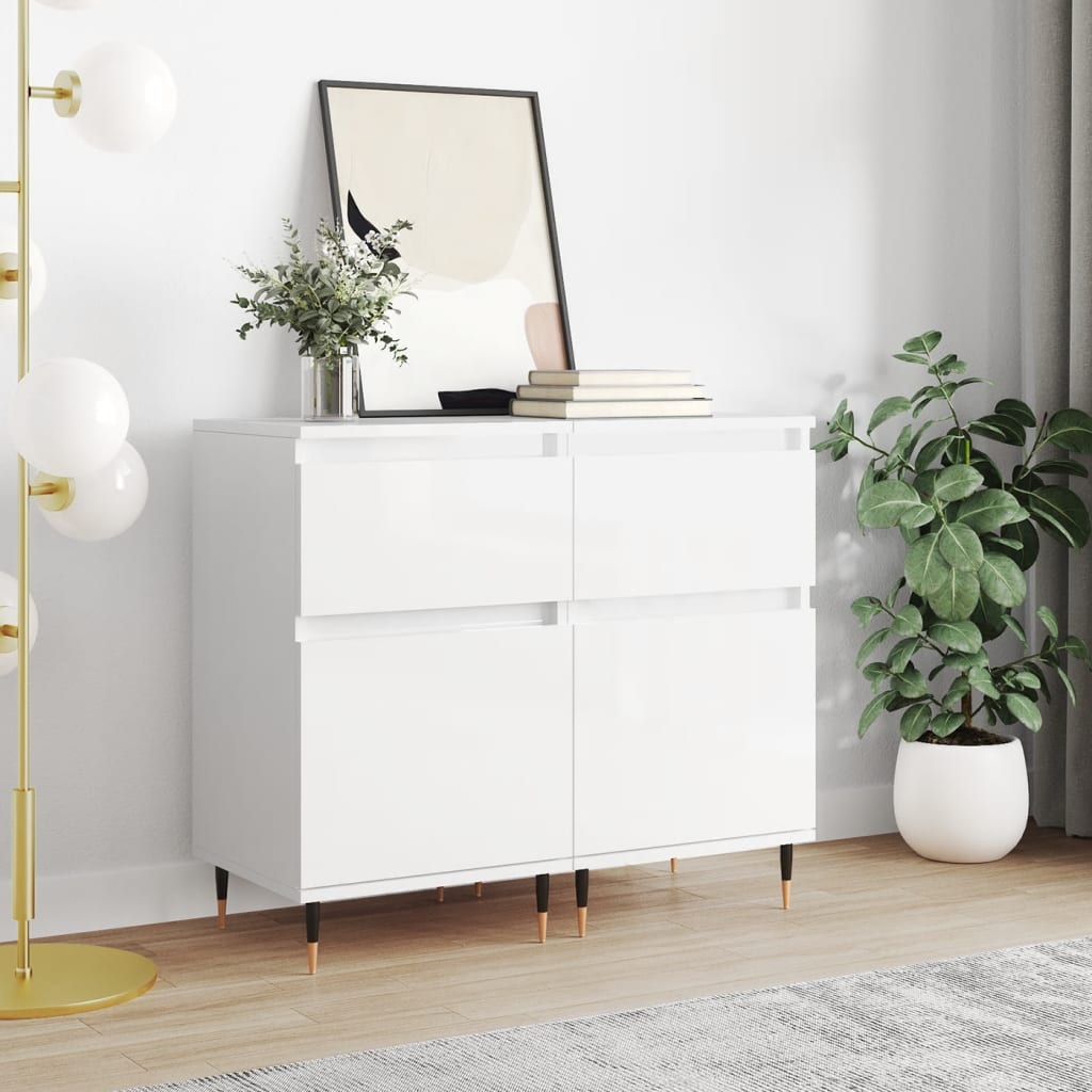 Berkfield Sideboards 2 pcs High Gloss White 40x35x70 cm Engineered Wood