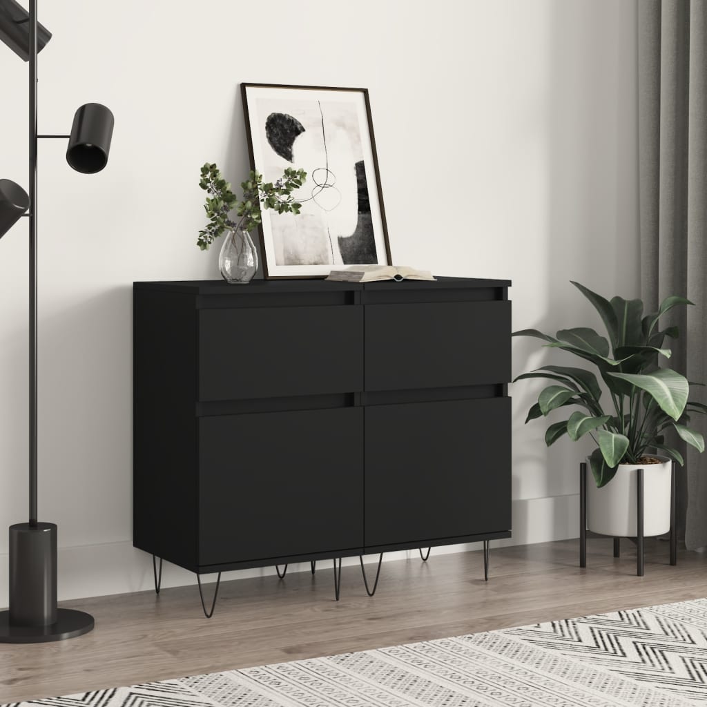 Berkfield Sideboards 2 pcs Black 40x35x70 cm Engineered Wood