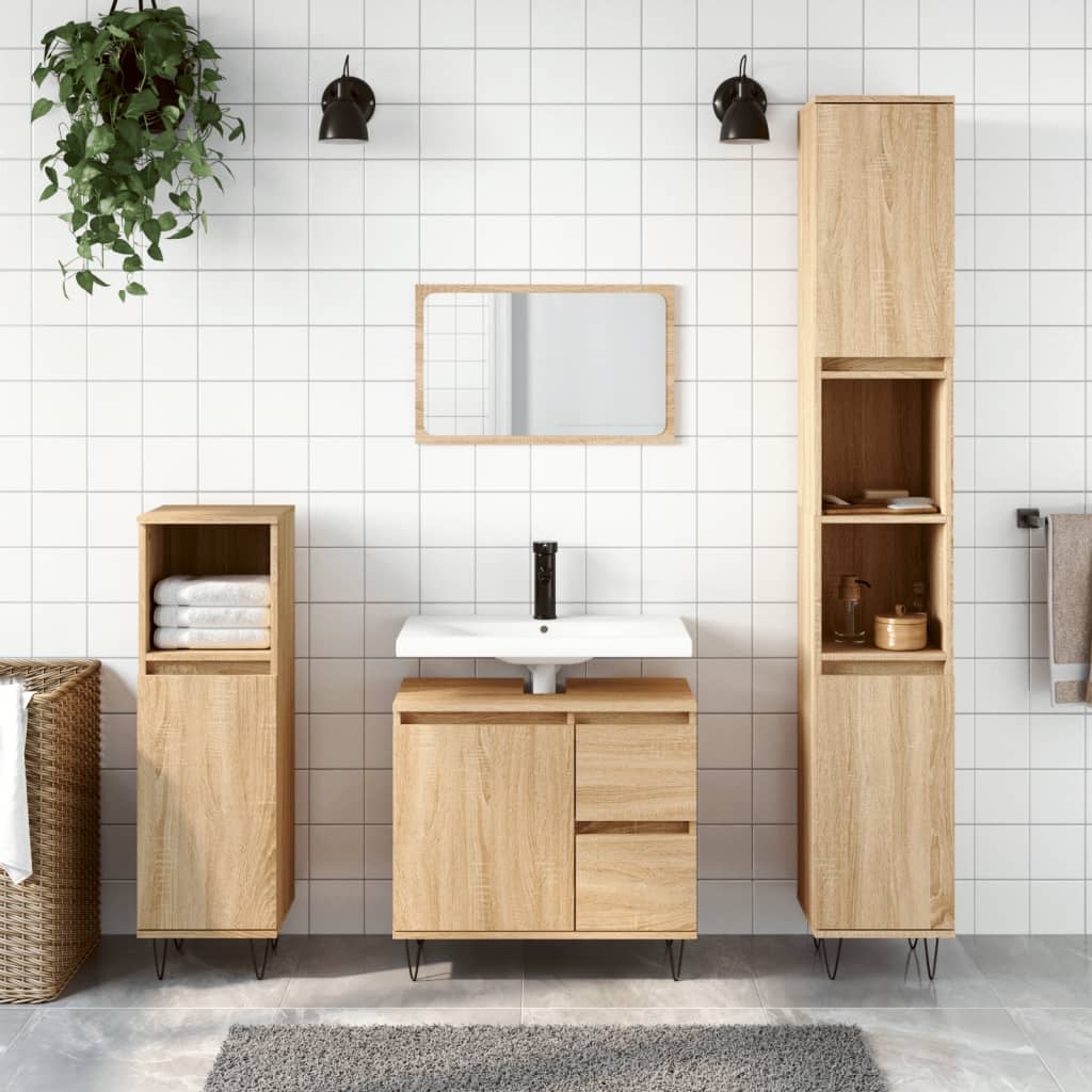 Berkfield Bathroom Cabinet Sonoma Oak 30x30x190 cm Engineered Wood