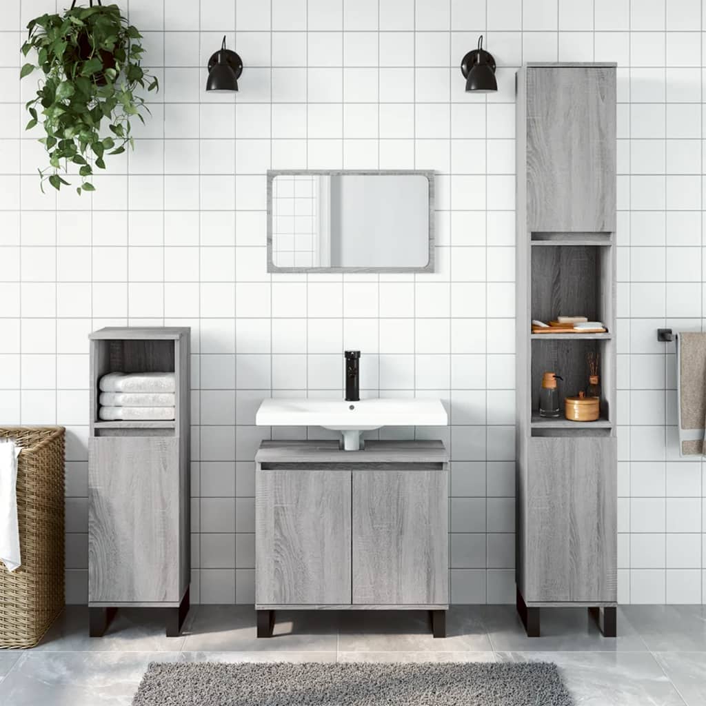 Berkfield Bathroom Cabinet Grey Sonoma 30x30x190 cm Engineered Wood