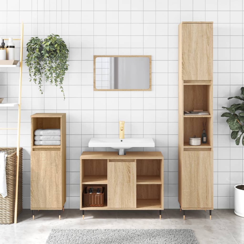 Berkfield Bathroom Cabinet Sonoma Oak 30x30x100 cm Engineered Wood