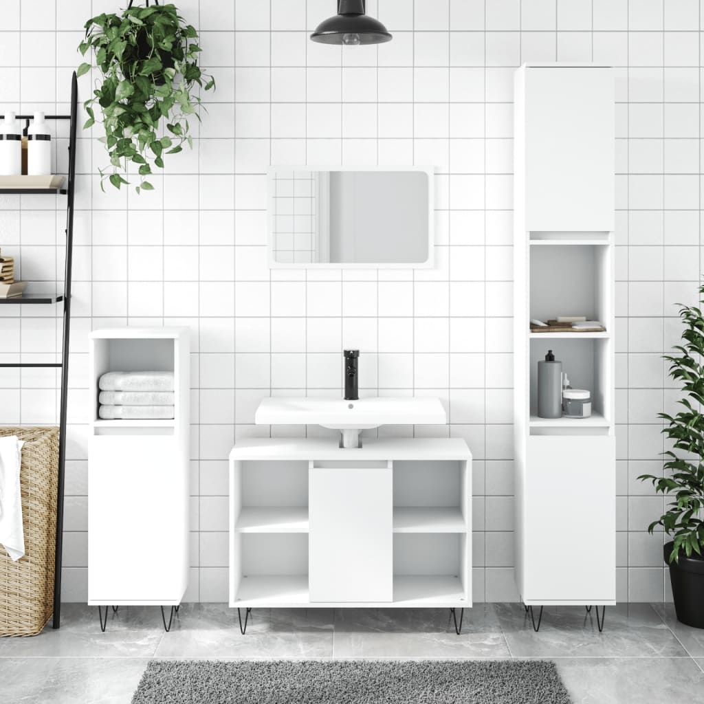 Berkfield Bathroom Cabinet White 30x30x100 cm Engineered Wood