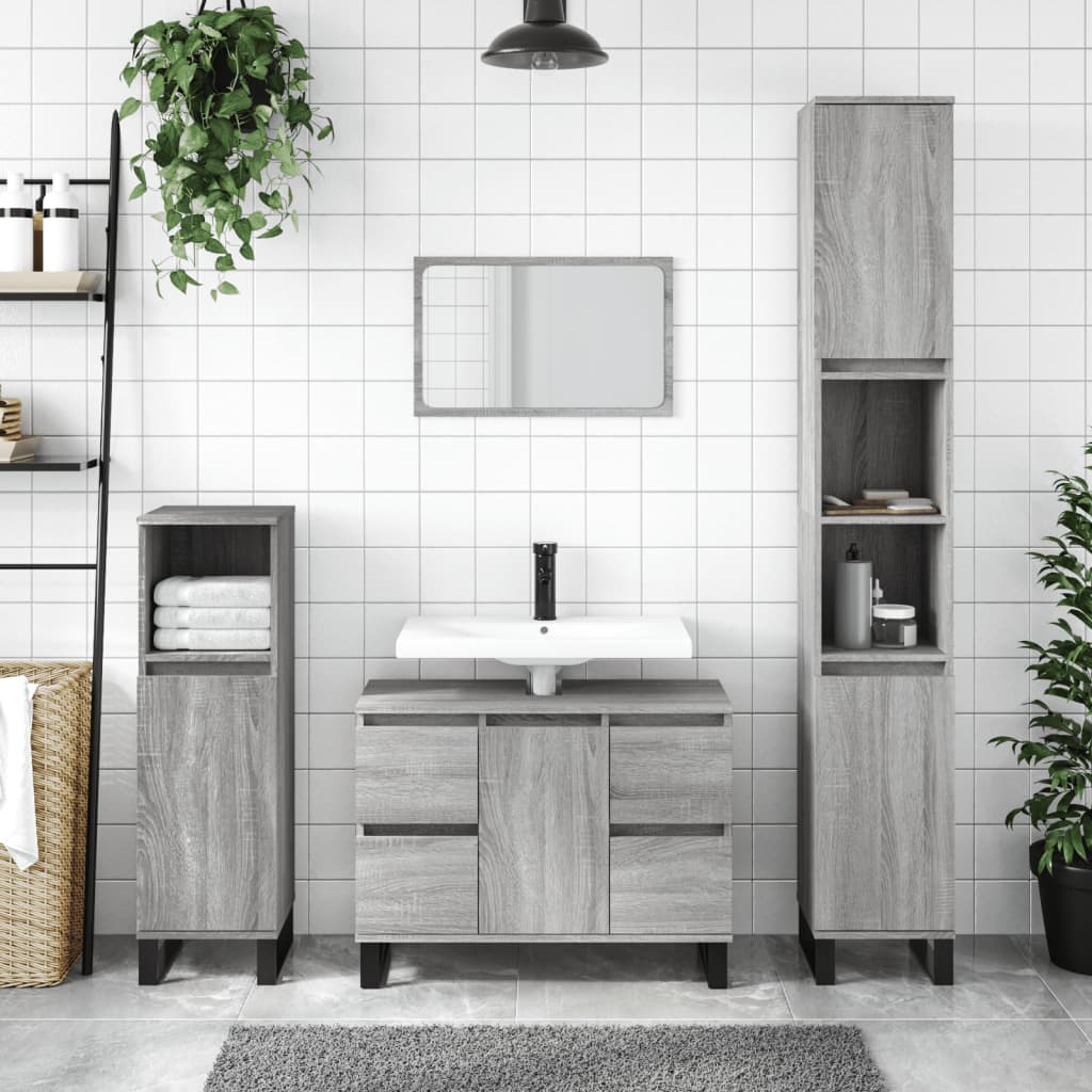 Berkfield Bathroom Cabinet Grey Sonoma 30x30x100 cm Engineered Wood