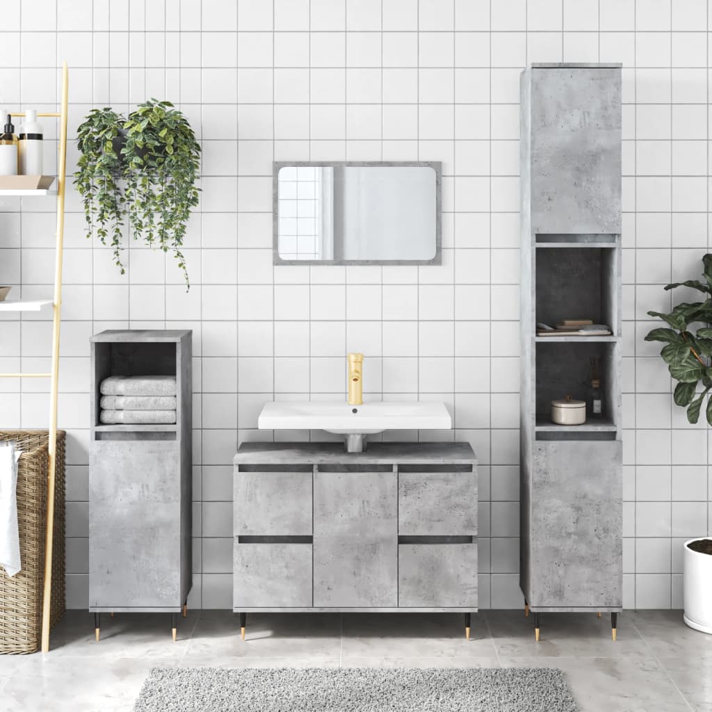 Berkfield Bathroom Cabinet Concrete Grey 80x33x60 cm Engineered Wood