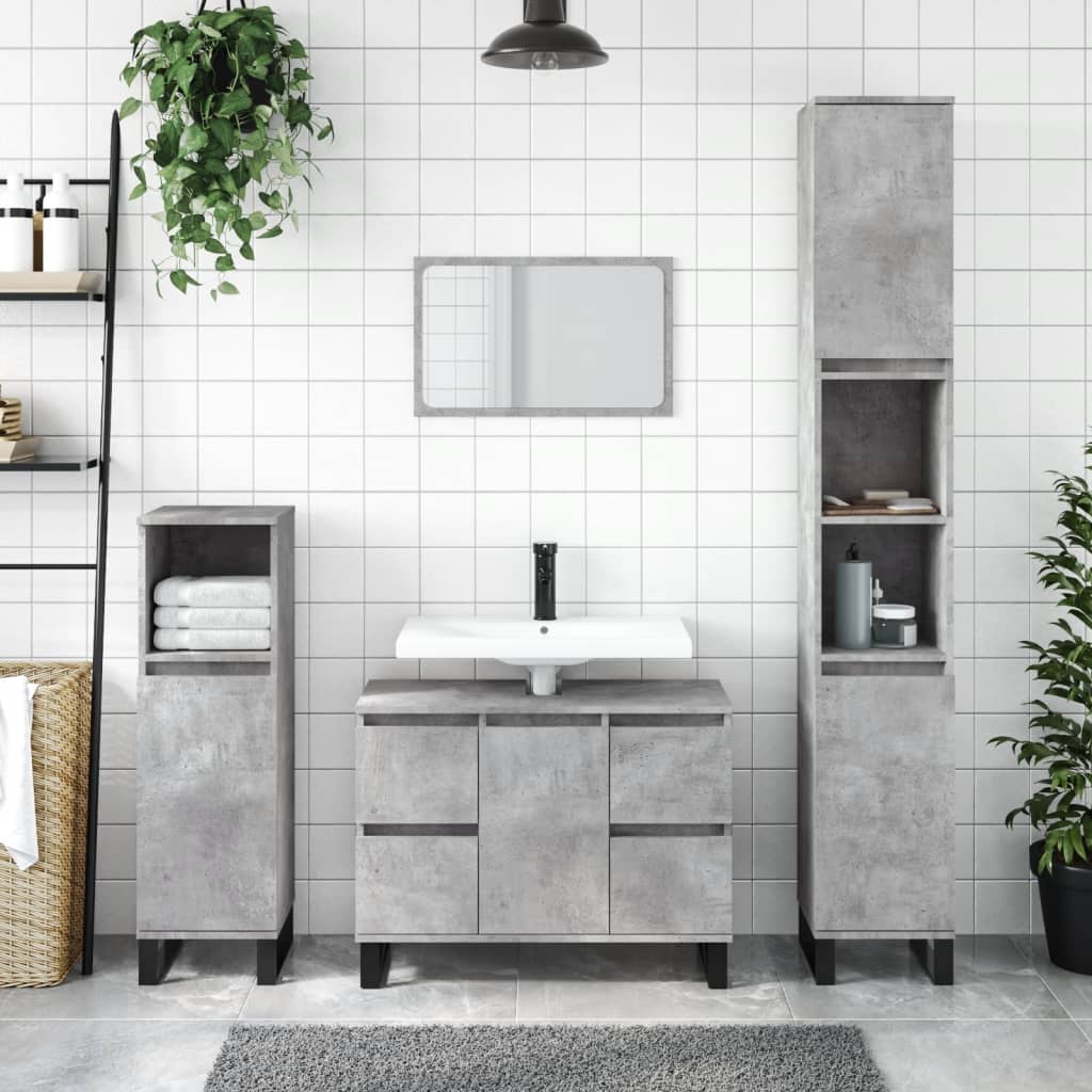 Berkfield Bathroom Cabinet Concrete Grey 80x33x60 cm Engineered Wood