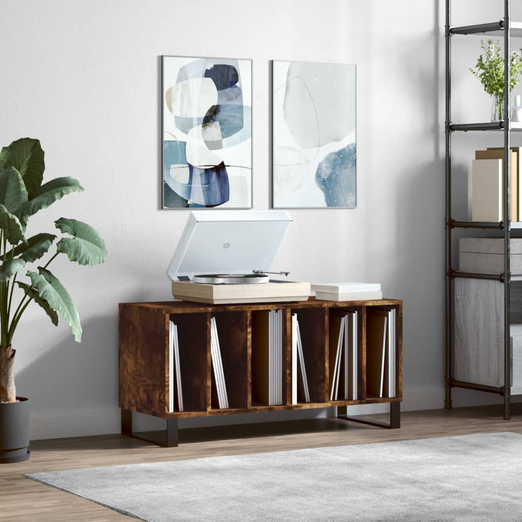 Berkfield Record Cabinet Smoked Oak 100x38x48 cm Engineered Wood