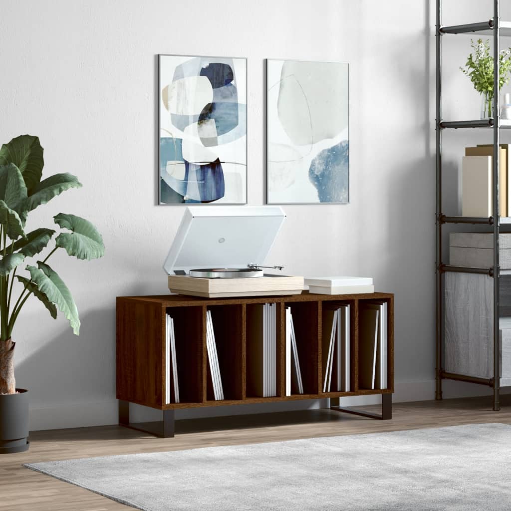 Berkfield Record Cabinet Brown Oak 100x38x48 cm Engineered Wood