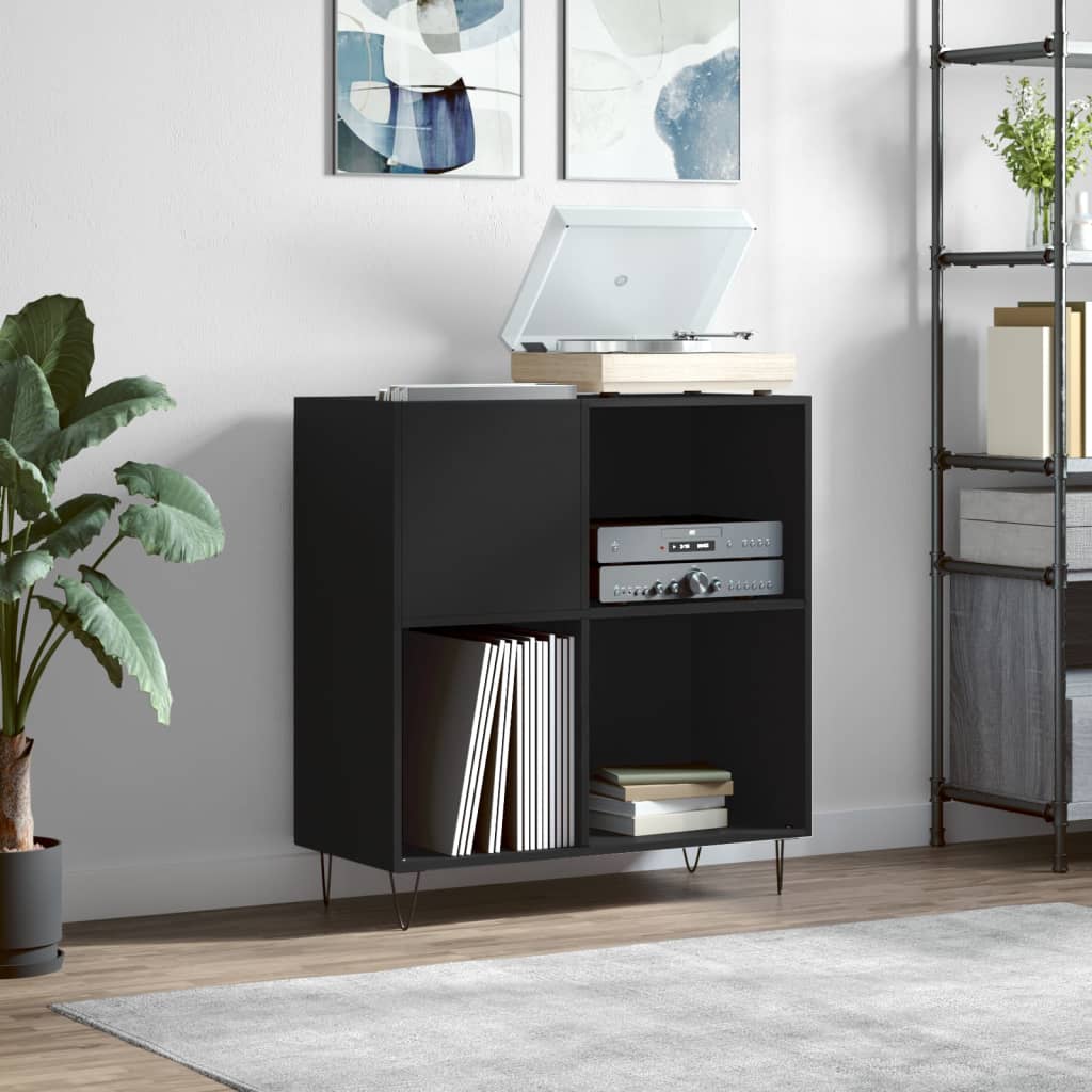 Berkfield Record Cabinet Black 84.5x38x89 cm Engineered Wood