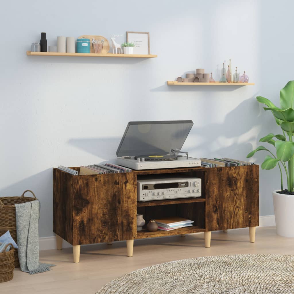 Berkfield Record Cabinet Smoked Oak 121x38x48 cm Engineered Wood