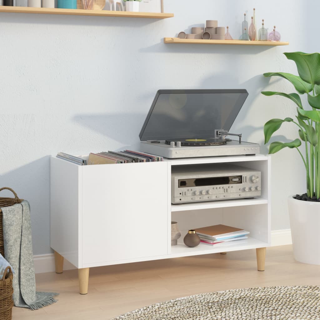 Berkfield Record Cabinet High Gloss White 84.5x38x48 cm Engineered Wood