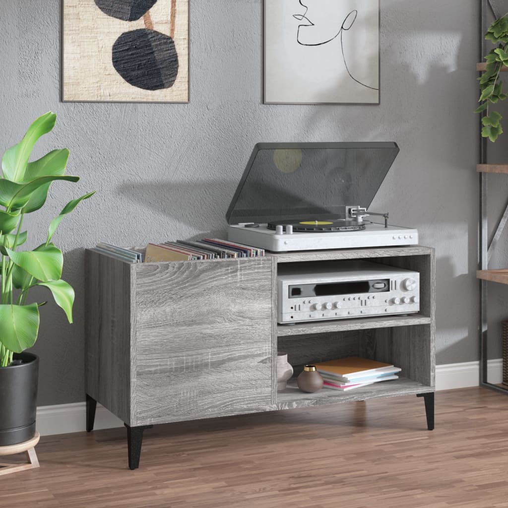 Berkfield Record Cabinet Grey Sonoma 84.5x38x48 cm Engineered Wood