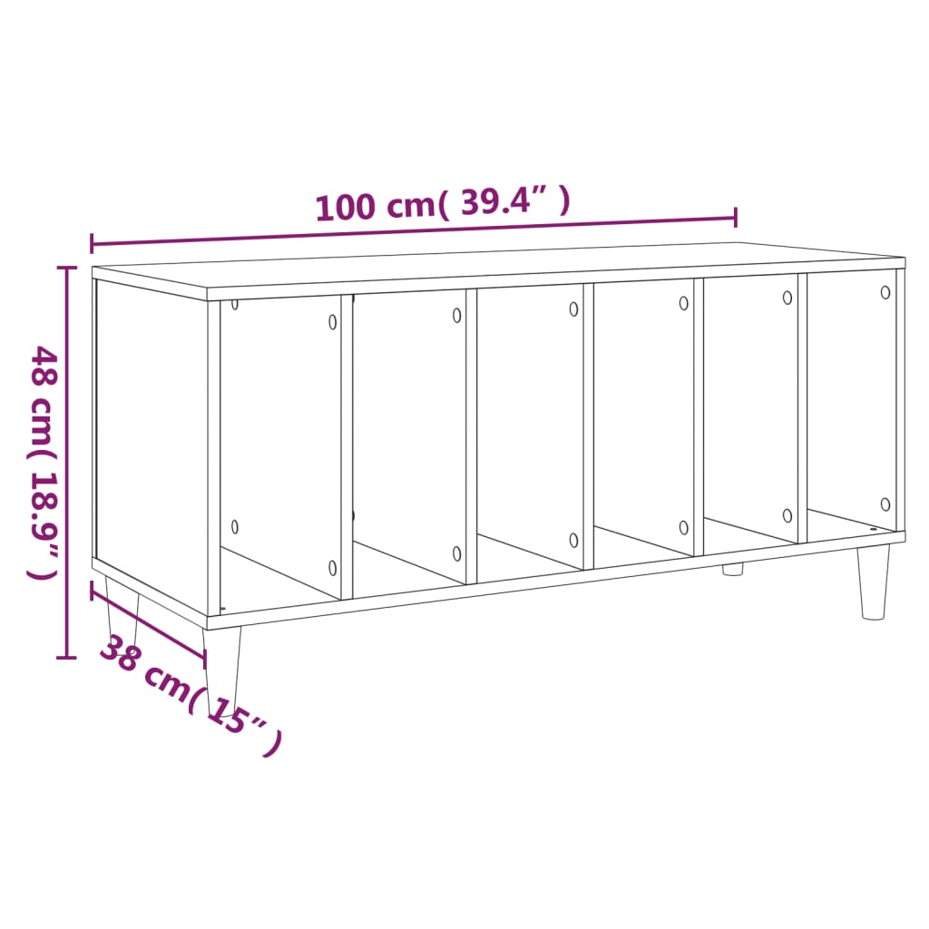 Berkfield Record Cabinet Smoked Oak 100x38x48 cm Engineered Wood
