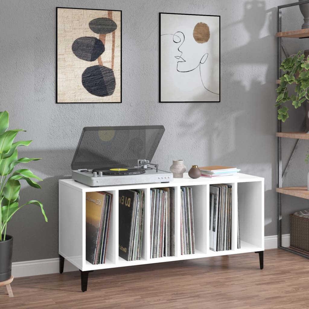 Berkfield Record Cabinet High Gloss White 100x38x48 cm Engineered Wood