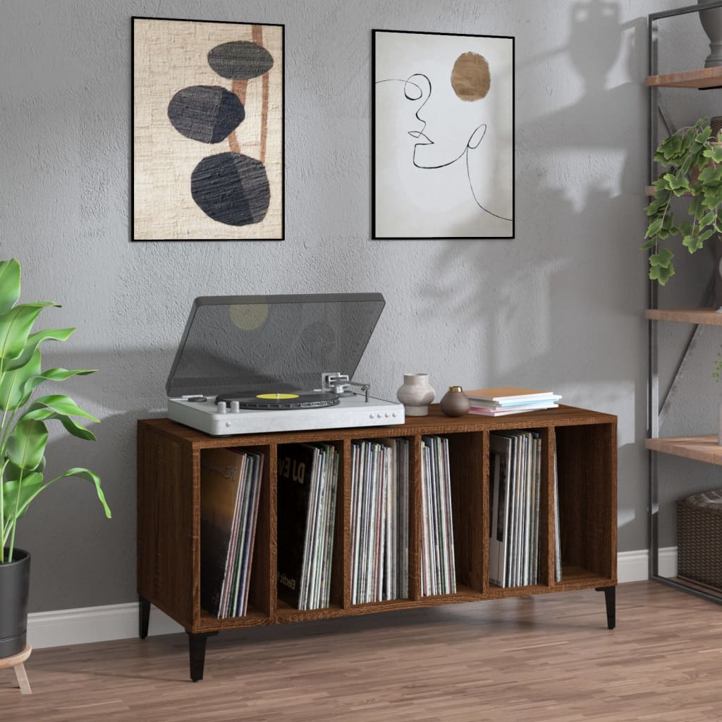 Berkfield Record Cabinet Brown Oak 100x38x48 cm Engineered Wood