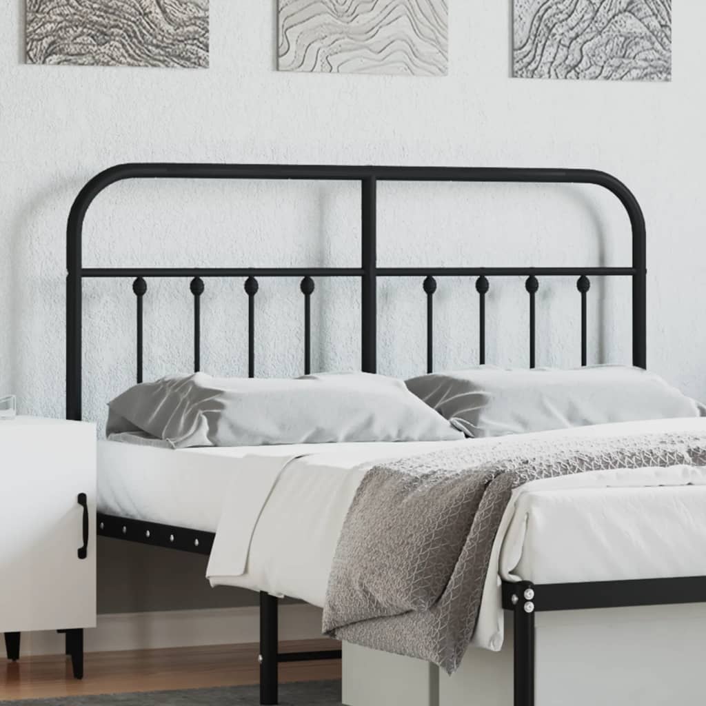 Berkfield Metal Headboard Black 140 cm