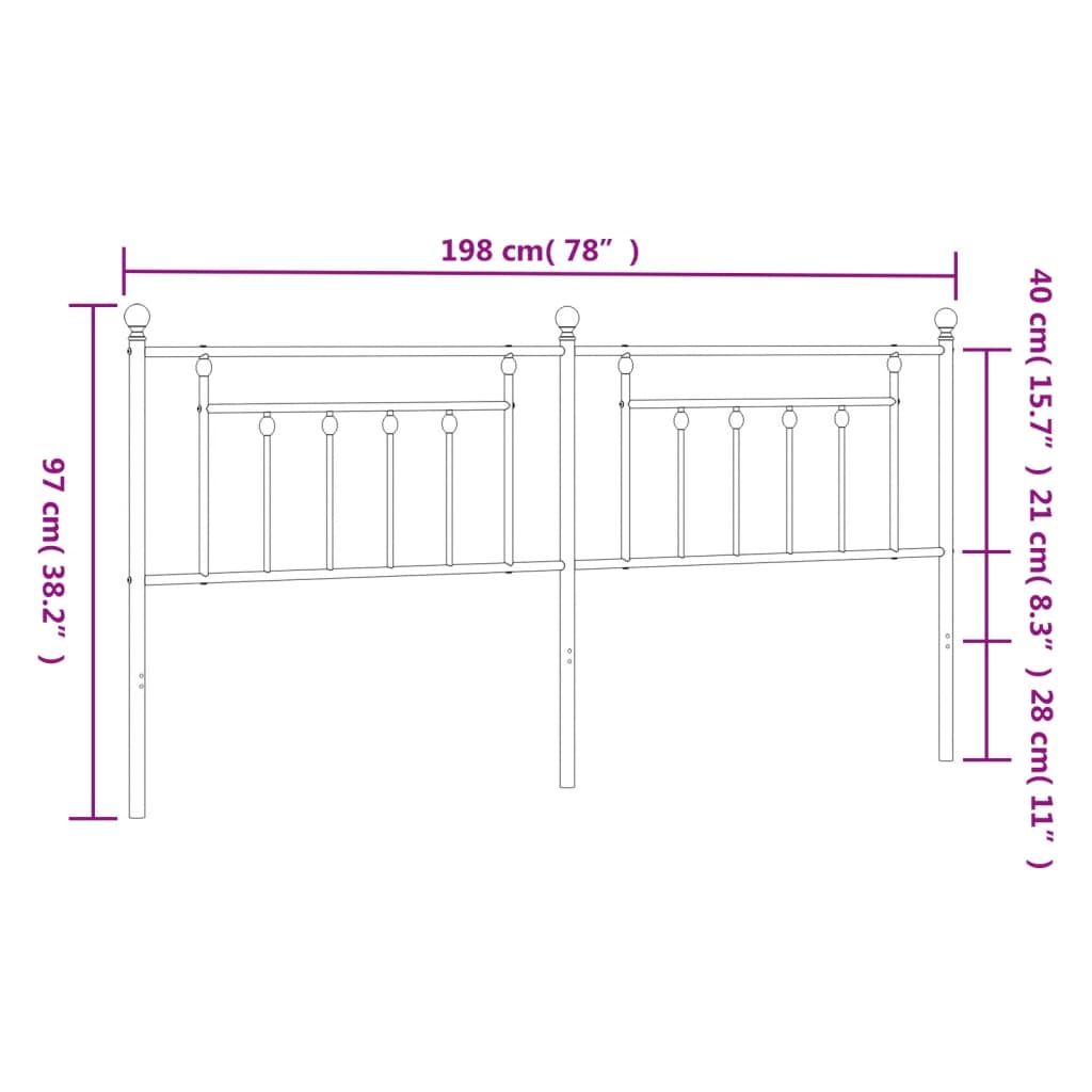 Berkfield Metal Headboard White 193 cm