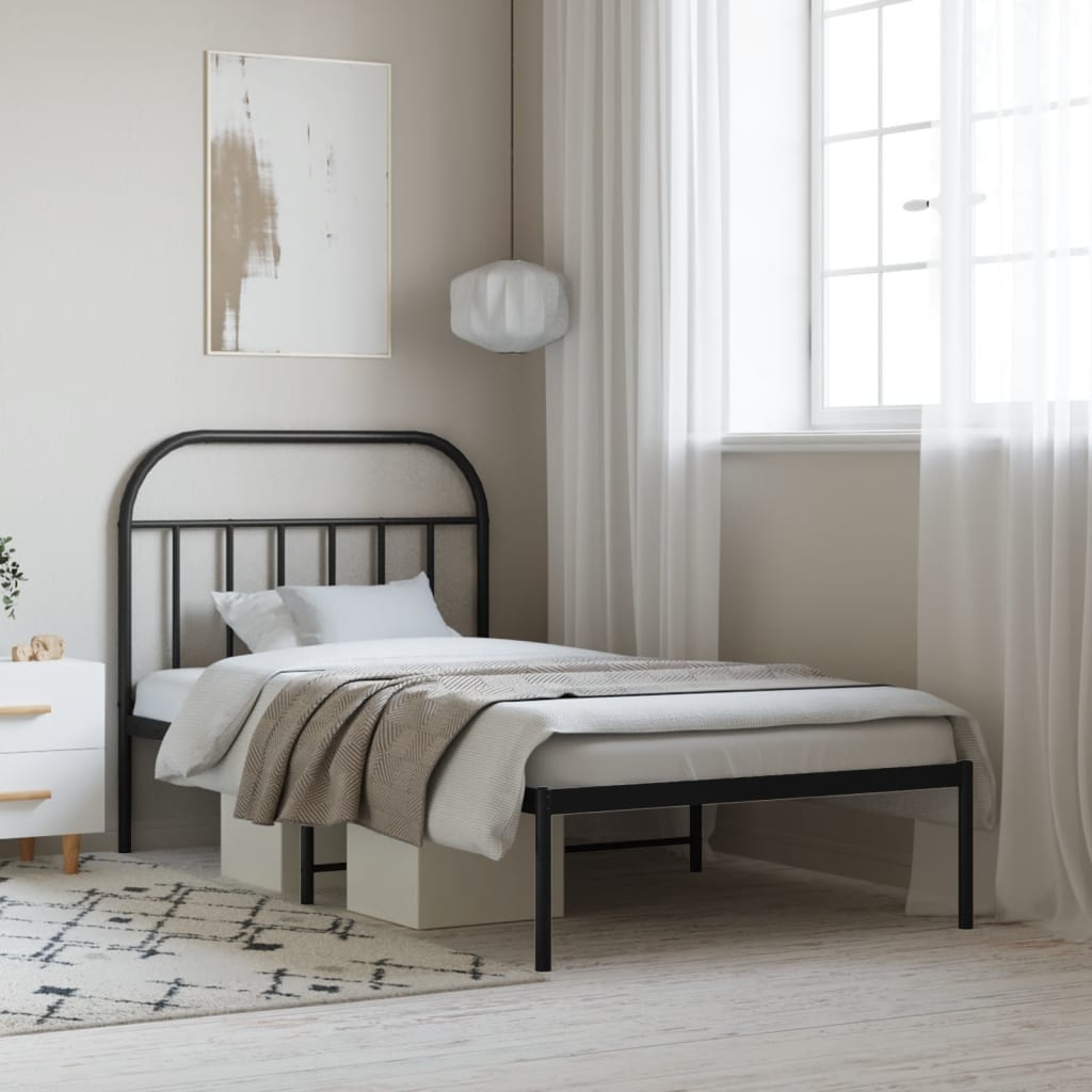Berkfield Metal Bed Frame with Headboard Black 100x200 cm